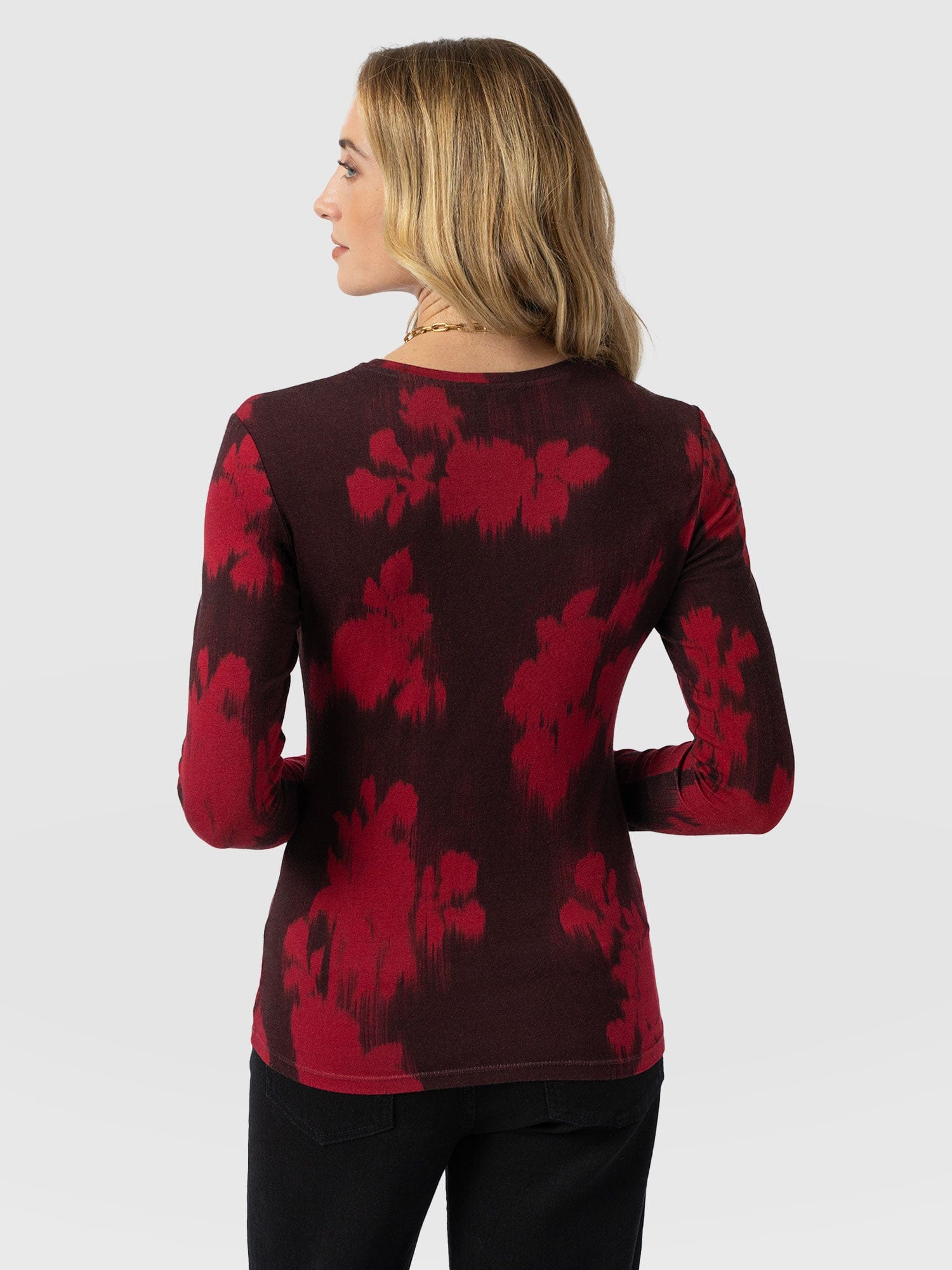 Austen Crew Neck Long Sleeve Tee - Pink Fade Floral - Women's T-shirts | Saint + Sofia® EU